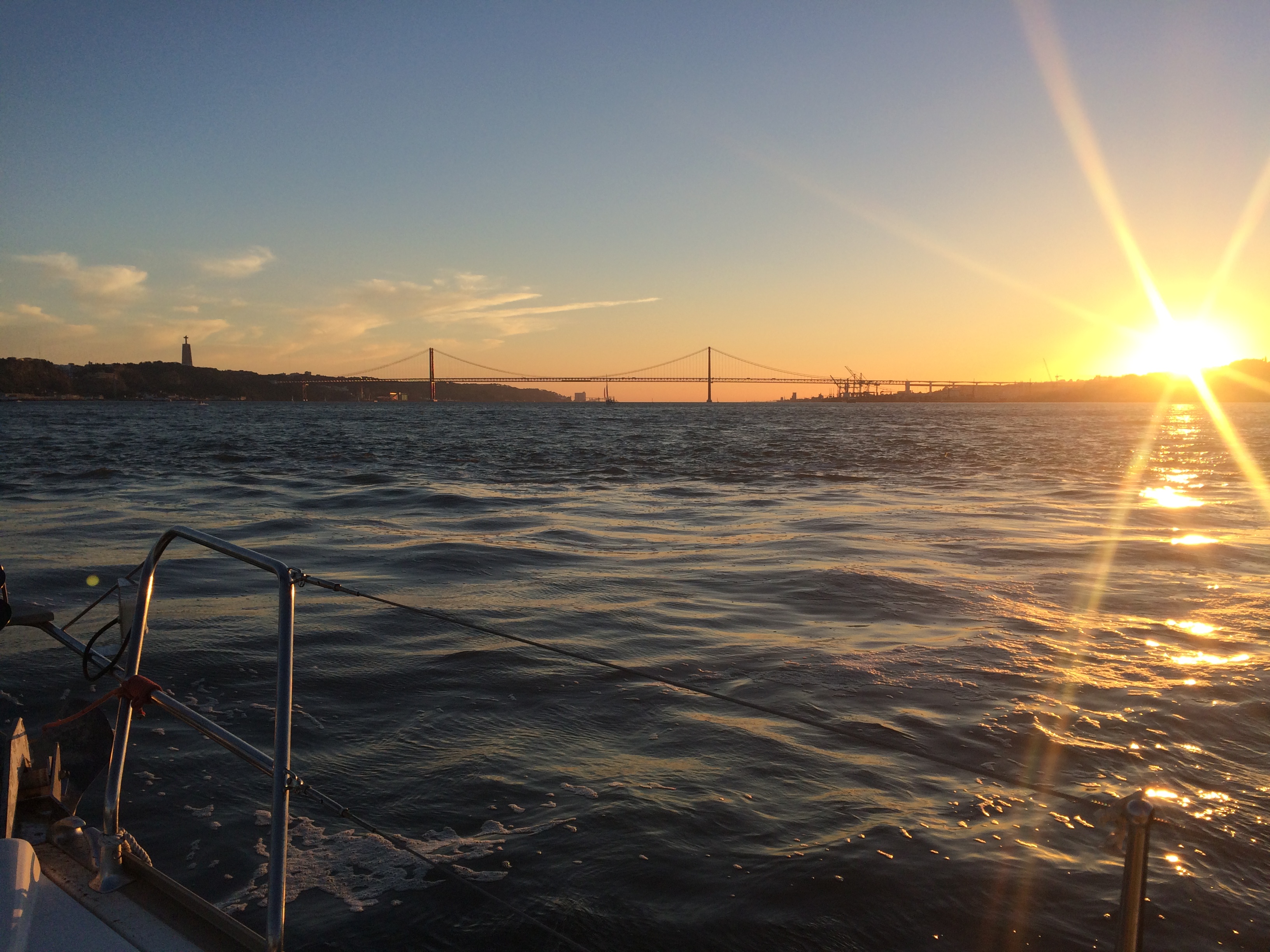 View from a private yacht on Tejo river in Lisbon