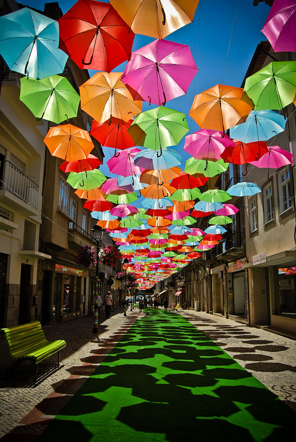 Águeda during the umbrella festival, Portugal