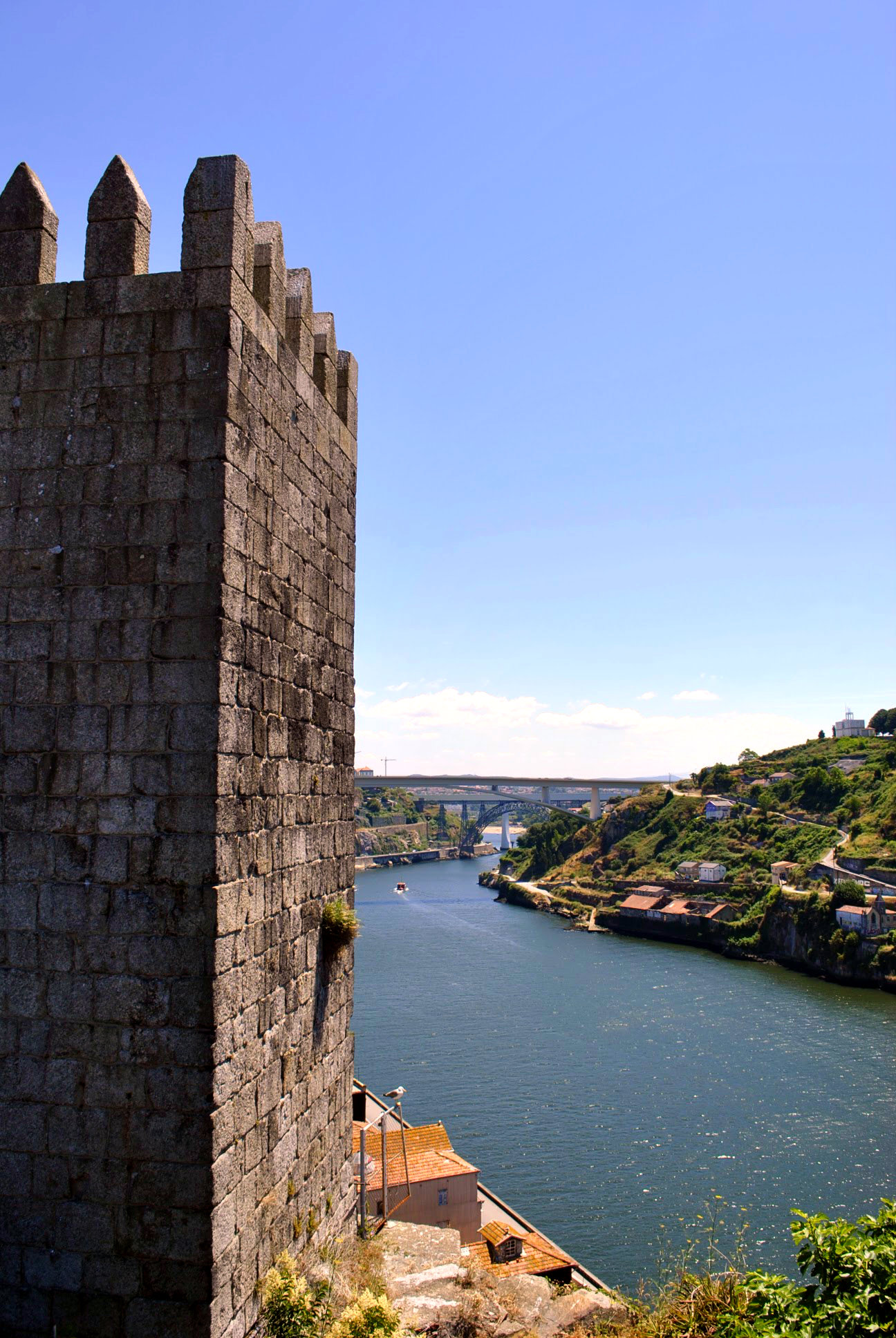 Dona Maria Bridge in Porto, built by Eiffel himself. A view from the Fernandine-Walls.