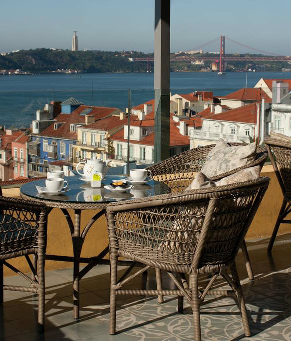 View from the Terrace Bar of Bairro Alto Hotel in Lisbon, Portugal