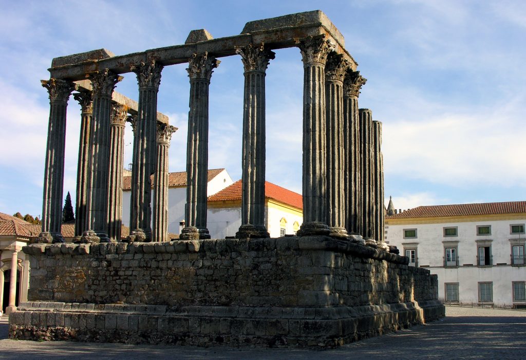 The Diana temple in Evora, Portugal