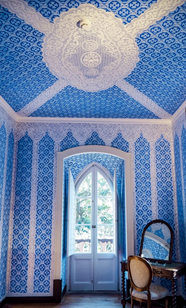 Blue Interior of the Room in Chalet da Condessa d'Edla